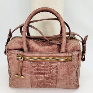 RARE VINTAGE ALLSAINTS Small Rally Bowling Textured Crackle Bag Chocolate Brown